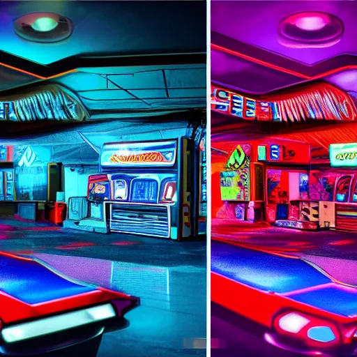 Image similar to cinematic shot 8 0 s arcade, hyper realistic, mood lighting, highly detailed, super realistic, perfect lighting pixel sorting