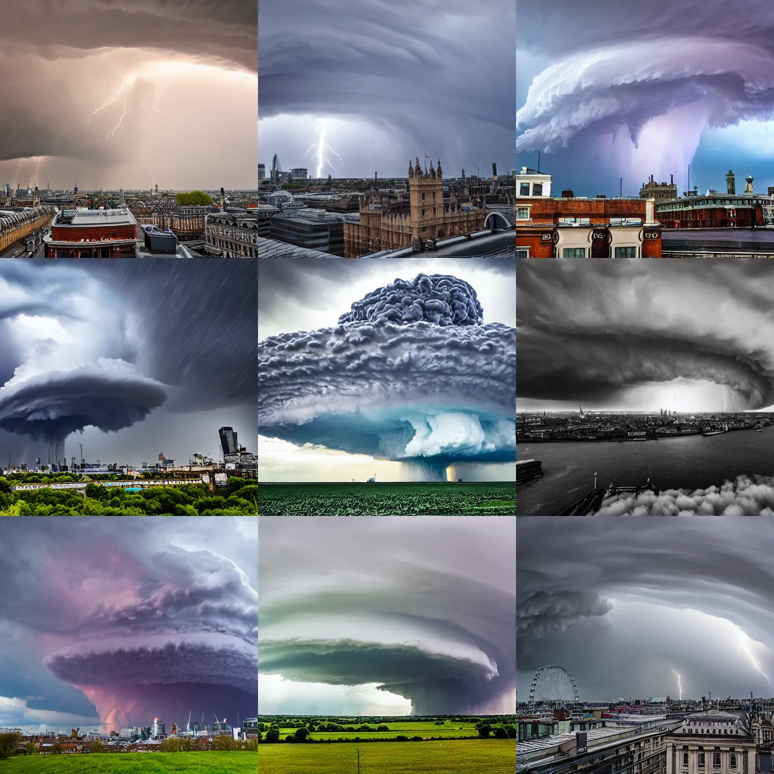 Prompt: A supercell storm over London