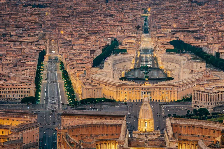 Image similar to vatican city, tilt - shift photography, finely detailed, award - winning, 8 k,