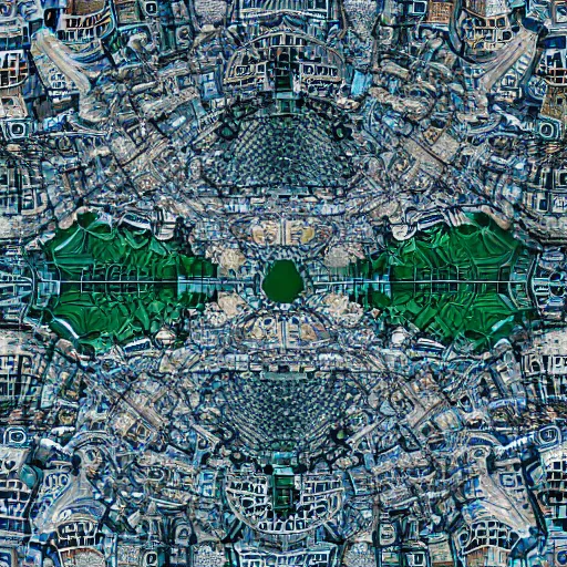 Image similar to birdview of city shaped into mandelbulb pattern