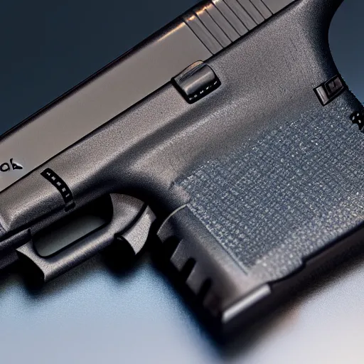 Image similar to close up 3d render of a glock 19, brightly lit 8k ultrahd