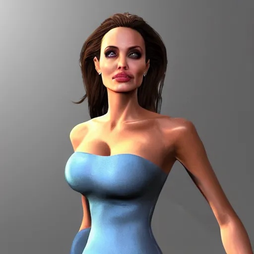 Image similar to angelina jolie fortnight skin, angelina jolie as a character in the video game fortnight, 3 d render, video game