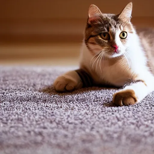 Image similar to cat stretching on carpet