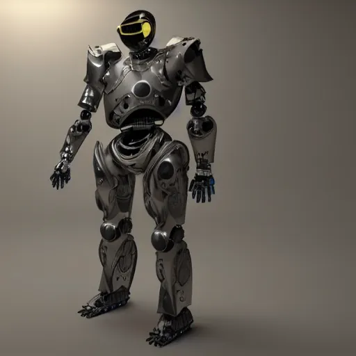 Image similar to robotic armor in a wardrobe, photorealistic, 8K, 3D, !!award-winning!!