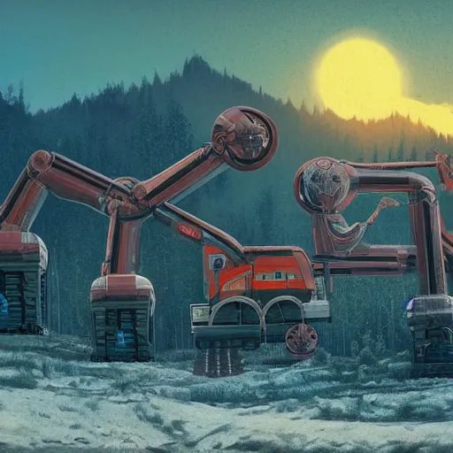 Image similar to giant quadrupedal mining machine, four legs, highly detailed body, industrial, photorealistic camera shot, in the style of simon stalenhag