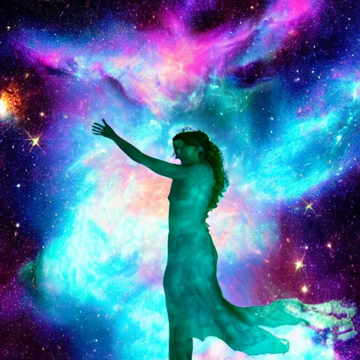 Prompt: a goddess made of a nebula