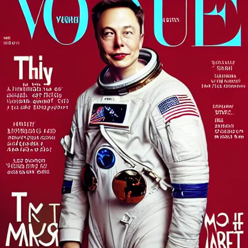 Image similar to a portrait of elon musk as an astronaut in mars, vogue magazine cover, highly detailed