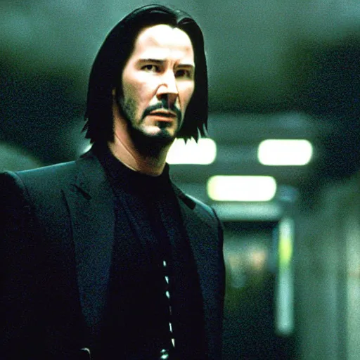 Image similar to movie still of keanu reeves as Neo in Matrix (1999)