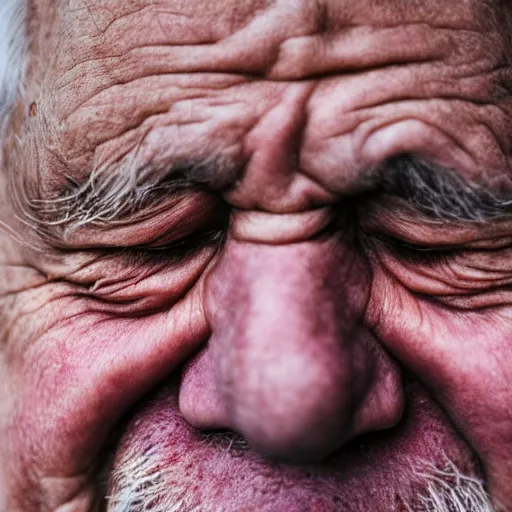 Image similar to close up photograph of old man closed eyes, 4 k, 8 k, 1 6 k