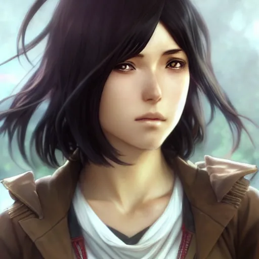 Prompt: mikasa ackerman, keh, beautiful face!!!!, 2 7 years old, cg animation, lifelike, animated, realistic, character select portrait, by artgerm, greg rutkowski, alphonse mucha, 3 d