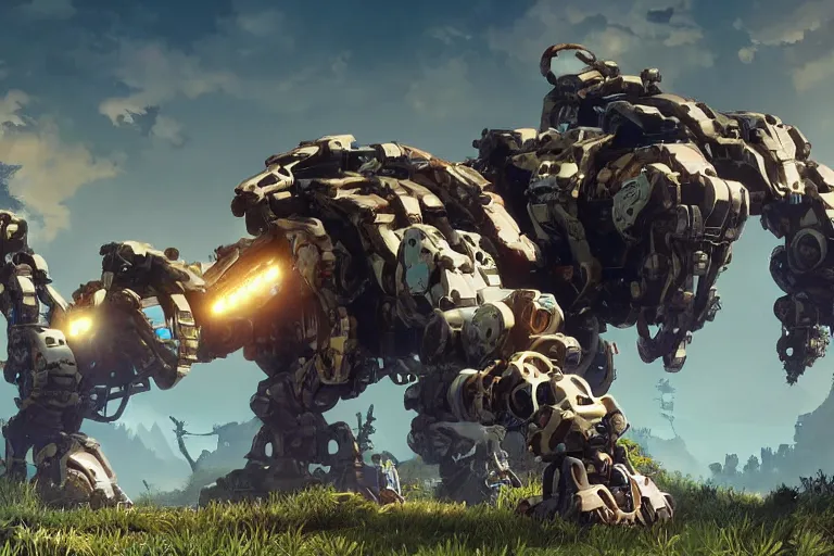 Image similar to shell - walker machine mecha animal beast robot of horizon forbidden west horizon zero dawn bioluminiscence global illumination ray tracing hdr fanart arstation by sung choi and eric pfeiffer and gabriel garza and casper konefal