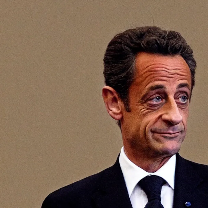Image similar to picture of sus Nicolas Sarkozy, very very low quality security footage heavy grainy picture