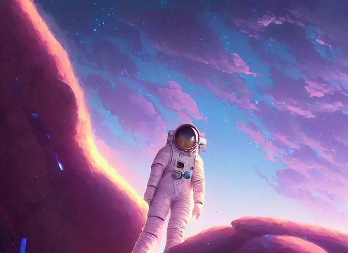 Image similar to highly detailed portrait of a spaceman, in no game no life, stephen bliss, 8 k, unreal engine, fantasy art by greg rutkowski, loish, rhads, ferdinand knab, makoto shinkai and lois van baarle, ilya kuvshinov, rossdraws, tom bagshaw, global illumination, radiant light, detailed and intricate environment