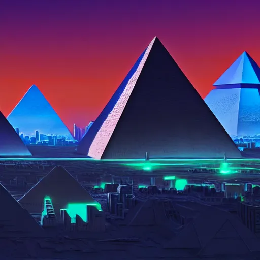 Image similar to cyberpunk pyramids in egypt by paolo eleuteri serpieri and tomer hanuka and chesley bonestell and daniel merriam and tomokazu matsuyama, unreal engine, high resolution render, featured on artstation, octane, 8 k, highly intricate details, vivid colors