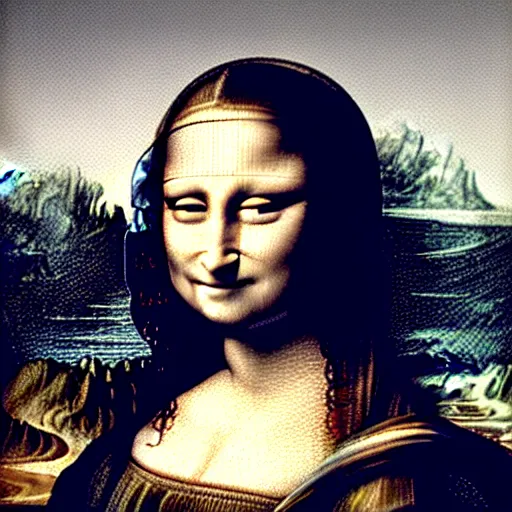 Image similar to the mona lisa, inverted colors