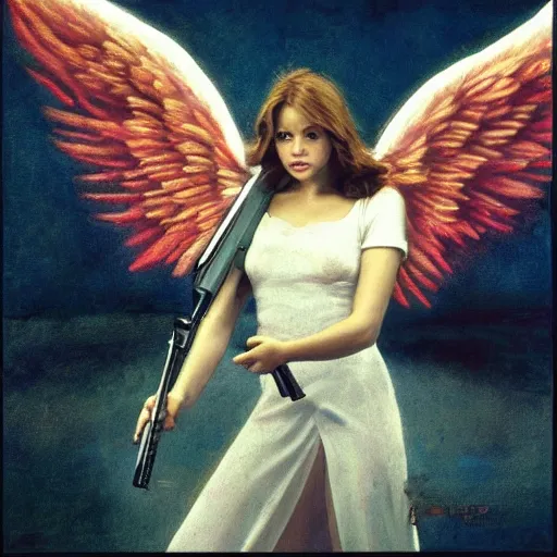 Image similar to angel with a shotgun