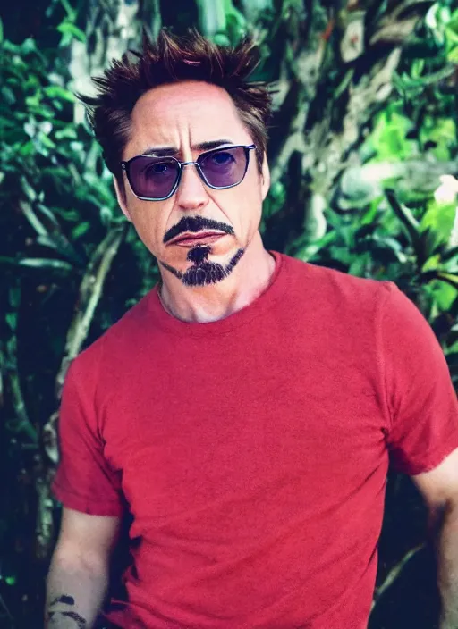 Image similar to a full portrait photo of robert downey jr holiday in bali, f / 2 2, 3 5 mm, 2 7 0 0 k, lighting, perfect faces, award winning photography.