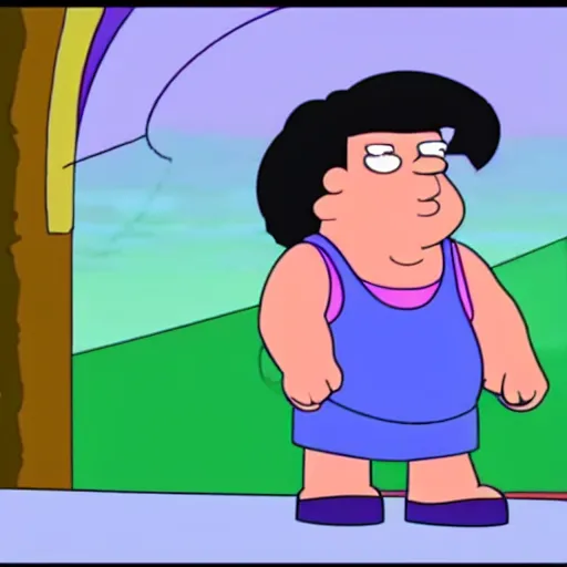 Image similar to a screenshot of Steven Quartz from Steven Universe in Family Guy, low quality, vhs quality,