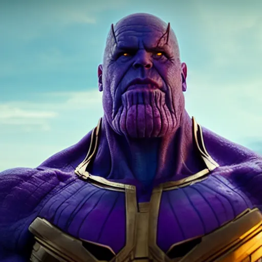 Image similar to thanos in a scene from the movie avengers, a colorized photo by michelangelo, trending on cg society, antipodeans, # vfxfriday, 8 k resolution, uhd image