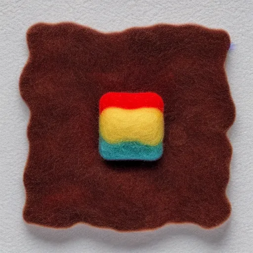 Prompt: “ 8 k hd photograph of a cube made of felt, highly textured ”