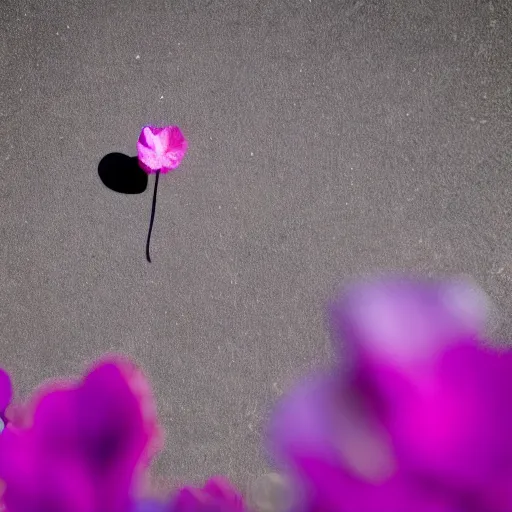 Prompt: closeup photo of 1 lone purple petal flying above a kids in park, aerial view, shallow depth of field, cinematic, 8 0 mm, f 1. 8 - c 1 1. 0