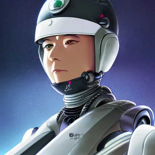 Image similar to portrait of robot pilot george patton, anime fantasy illustration by tomoyuki yamasaki, kyoto studio, madhouse, ufotable, trending on artstation