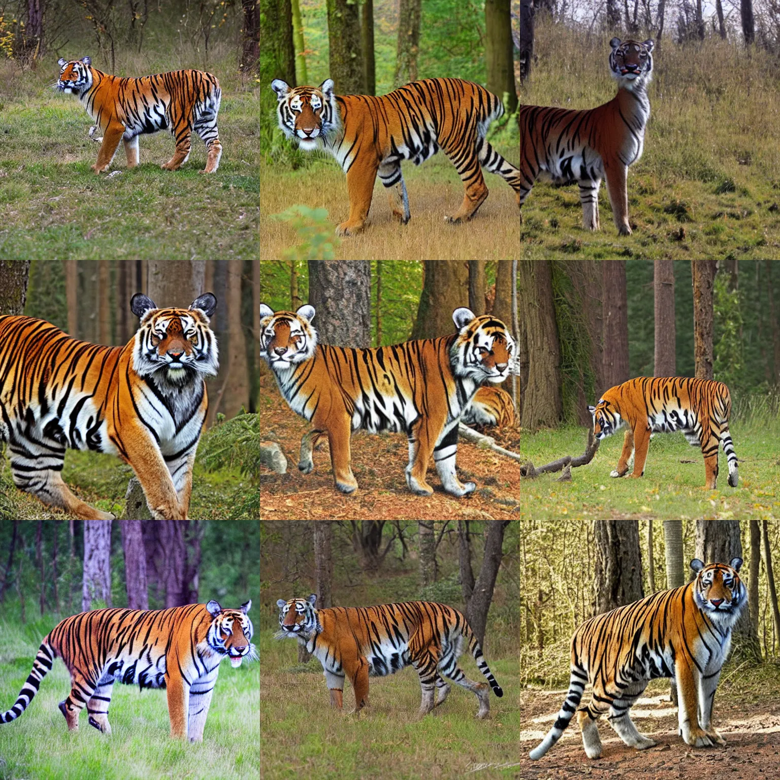 Prompt: close standing sherwood forest tiger rutkowski other each deer by to and in greg