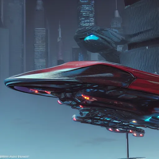 Image similar to cyberpunk alien concept of the a - team van with a pair of airplane wings on the sides, flying trough the sky, futuristic look, highly detailed body, very powerful, photorealistic camera shot, crisp quality and light reflections, unreal engine 5 quality render