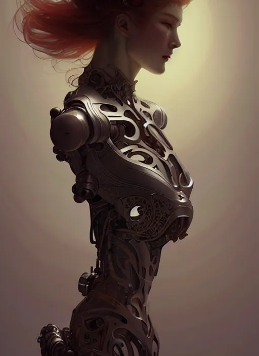 Prompt: ceramic cyborg, yuan, diffuse lighting, fantasy, intricate, elegant, highly detailed, lifelike, photorealistic, digital painting, artstation, illustration, concept art, smooth, sharp focus, art by John Collier and Albert Aublet and Krenz Cushart and Artem Demura and Alphonse Mucha