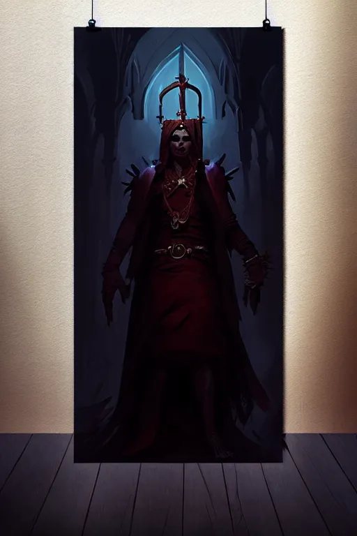 Image similar to greg rutkowski poster. necromancer