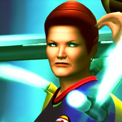 Image similar to Captain Janeway in Super Smash Bros Melee, gameplay screenshot