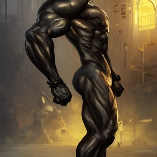 Image similar to splash art of a hyper - muscular black - coated anthropomorphic horse character in a research facility wearing a combat kevlar outfit, long hair, bodybuilder physique, highly detailed, furry, furaffinity, digital painting, artstation, sharp focus, illustration, art by artgerm, greg rutkowski, alphonse mucha