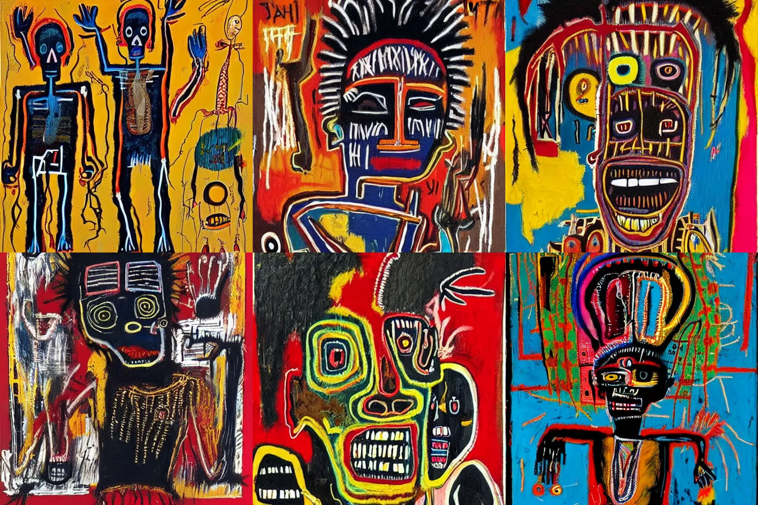 Prompt: extremely highly detailed African voodoo paintings by Jean-Michel Basquiat