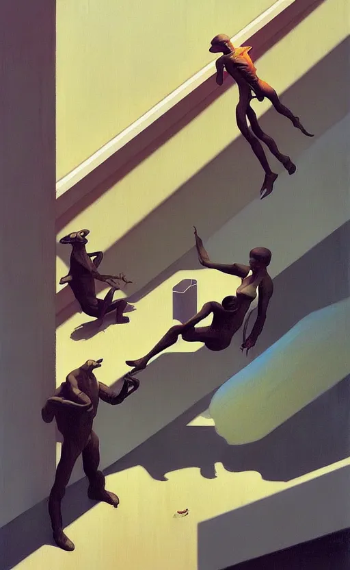 Image similar to In The Air Tonight, very coherent, painted by Edward Hopper, Wayne Barlowe, painted by James Gilleard, airbrush, art by JamesJean