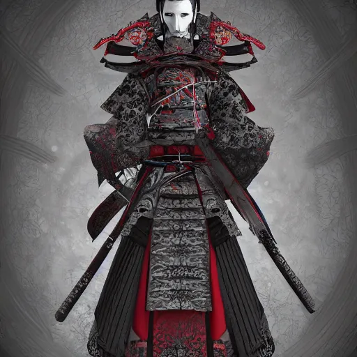 Image similar to Victorian Gothic Samurai, hd, intricate, bloodborne, 8k, digital art