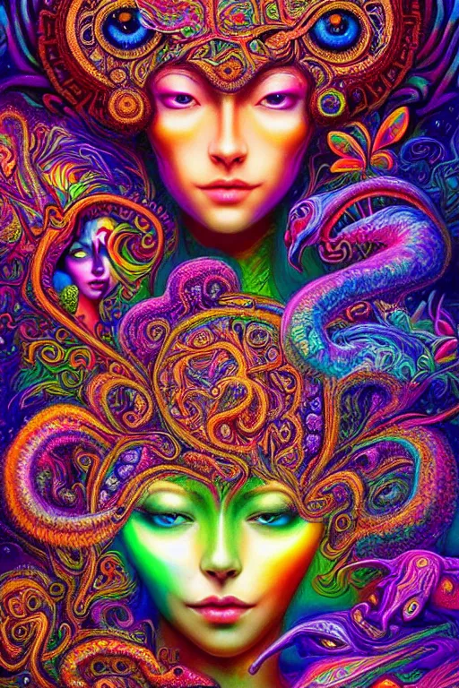Prompt: third eye opening dream of wild life, extremely colorful psychedelic experience, abstract, dmt, psilocybin, lsd, intricate, elegant, highly detailed, digital painting, artstation, smooth, sharp focus, illustration, art by hana yata, android jones, josephine wall octane render, unreal engine, 8 k