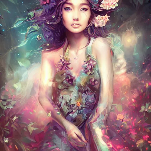 Prompt: portrait of a beautiful cute girl falling into the third dimension by Ross Tran, 4k, intricate details