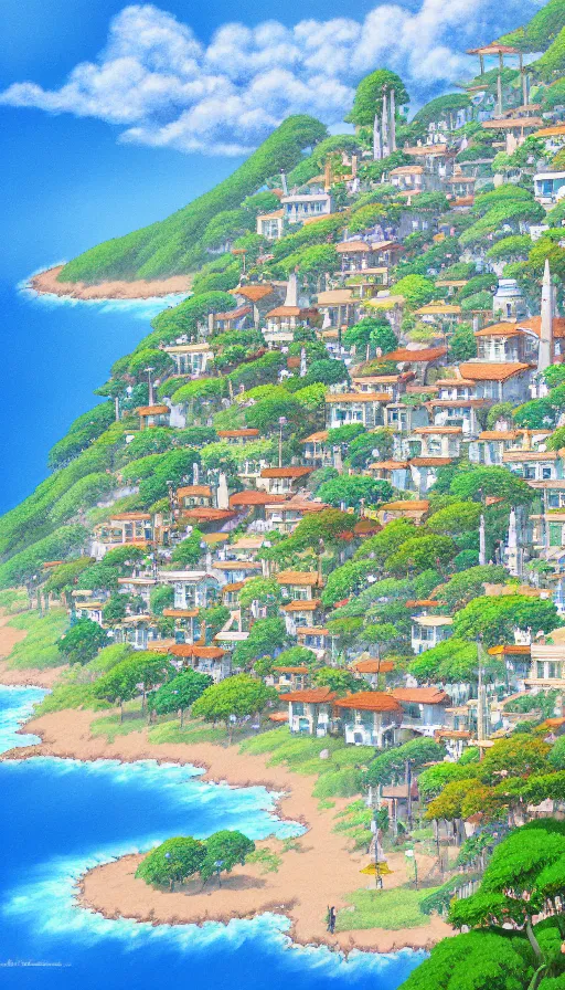 Prompt: a beautiful ultradetailed painting of santa barbara, studio ghibli sunlight, archdaily, wallpaper, highly detailed, trending on artstation.