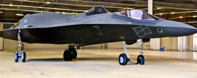 Image similar to a single lockheed sr - 7 1 blackbird and lockheed martin f 3 5 hybrid, rocket engine in the back, dslr