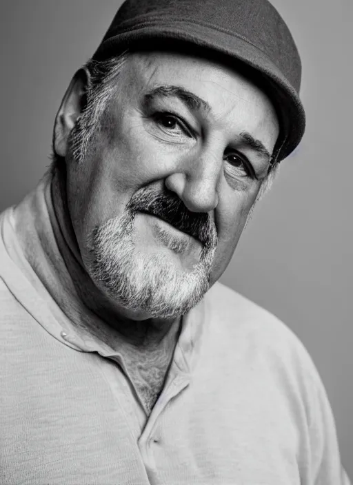 Prompt: DSLR photo portrait still of 60 year old age 60 James Gandolfini at age 60!!!, 85mm f1.8