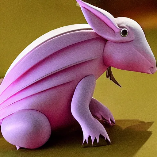 Image similar to ( ( ( pink armadillo with wings ) ) ), anime