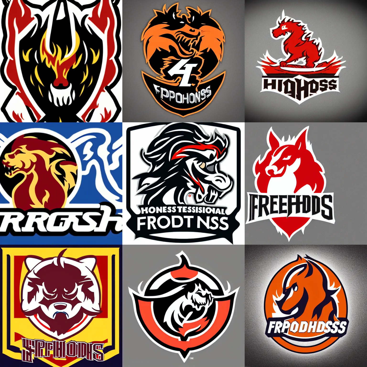 Prompt: professional logo, for a sports team, firehounds