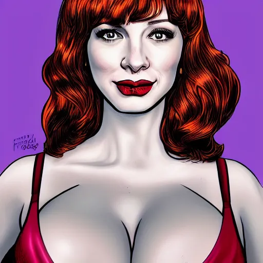 Image similar to christina hendricks as illustrated by frank cho