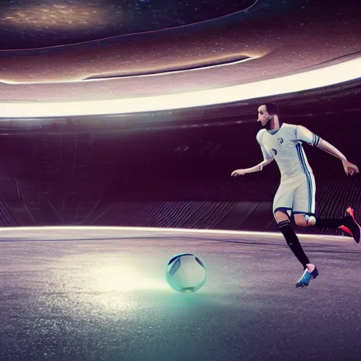 Prompt: Drake playing soccer on a spaceship. Hyper detailed, 8k, photography, realistic, octane render, unreal engine, ray traced