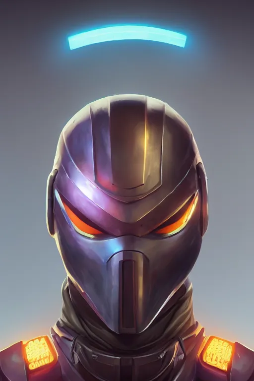 Image similar to epic mask helmet robot ninja portrait stylized as fornite style game design fanart by concept artist gervasio canda, behance hd by jesper ejsing, by rhads, makoto shinkai and lois van baarle, ilya kuvshinov, rossdraws global illumination radiating a glowing aura global illumination ray tracing hdr render in unreal engine 5