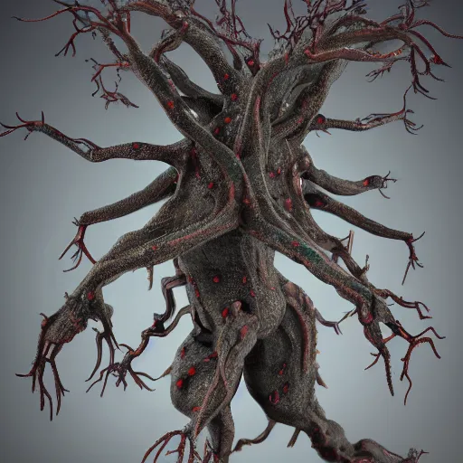 Image similar to army of neuron dendritic monster, t - pose, hyperrealistic, hyperdetailed, vray, 5 5 mm