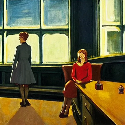 Image similar to Harry Potter in the style of Edward Hopper