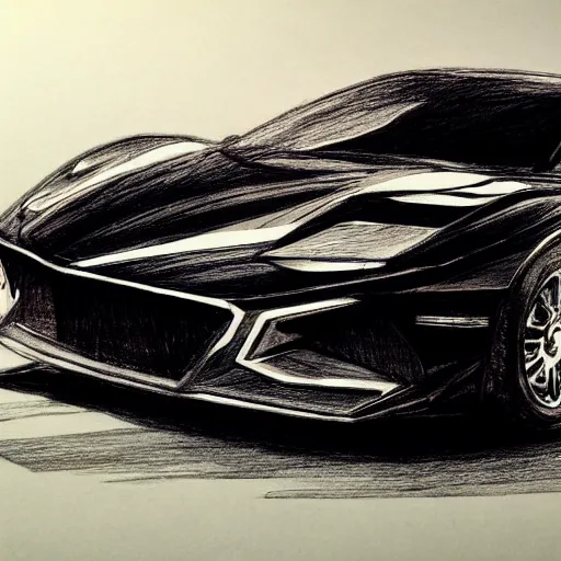 Image similar to ballpoint pen drawing of the batmobile