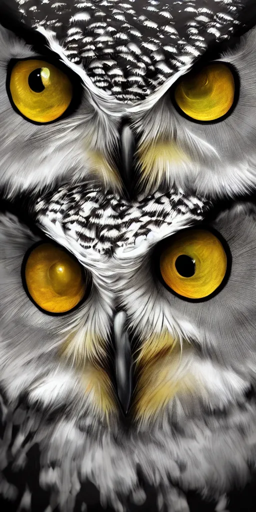 Prompt: potrait of an owl with face of a world and eyes of the night, artstation, high definition