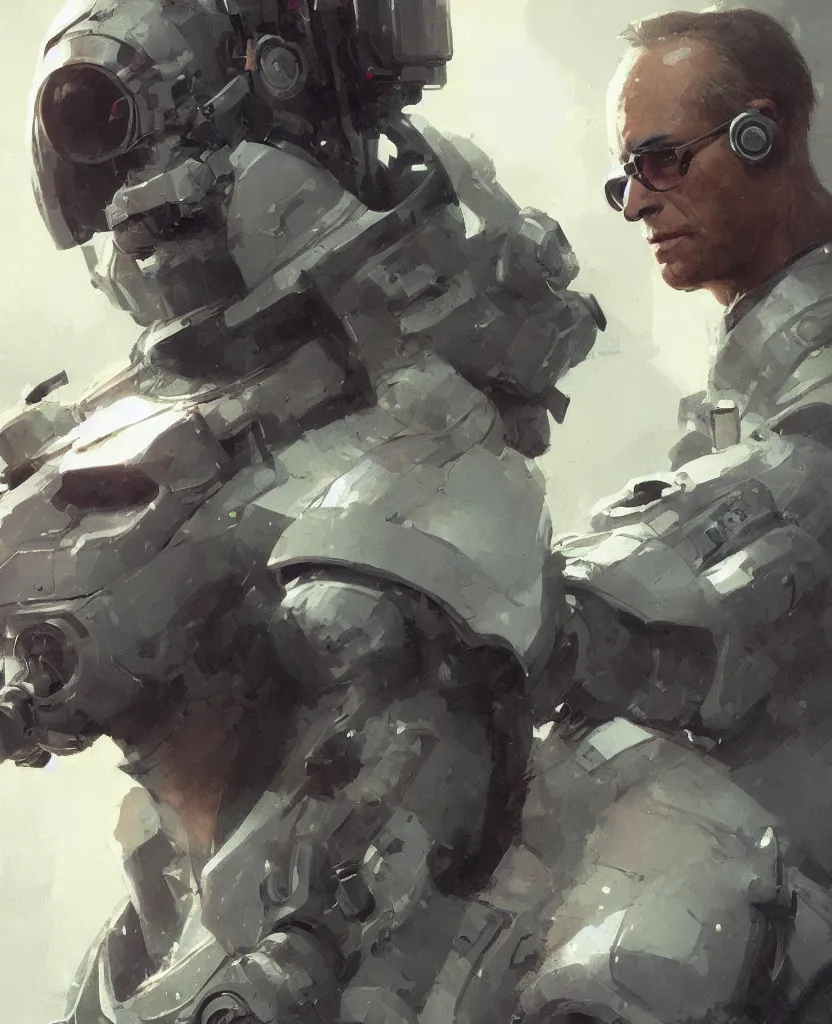 Image similar to a futuristic technician man, scifi character portrait by greg rutkowski, craig mullins